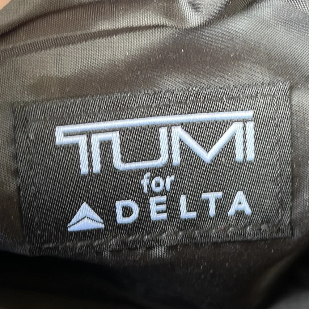 TUMI for Delta Small Toiletries Cosmetic Travel Kit Bag Black Trim  Grey Black